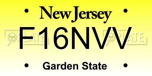 F16NVV New Jersey License Plate