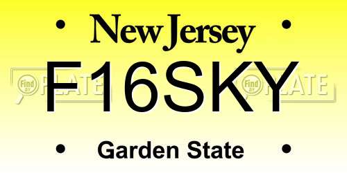 F16SKY New Jersey License Plate