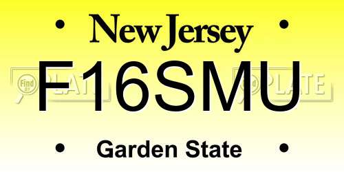 F16SMU New Jersey License Plate