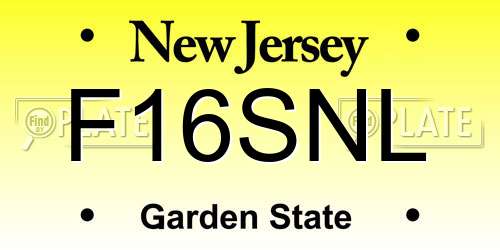F16SNL New Jersey License Plate