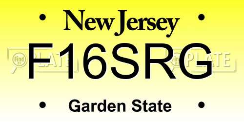 F16SRG New Jersey License Plate