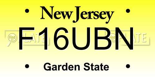 F16UBN New Jersey License Plate