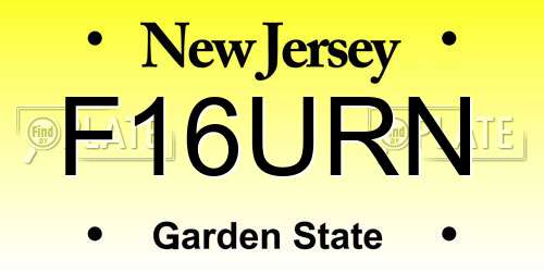 F16URN New Jersey License Plate