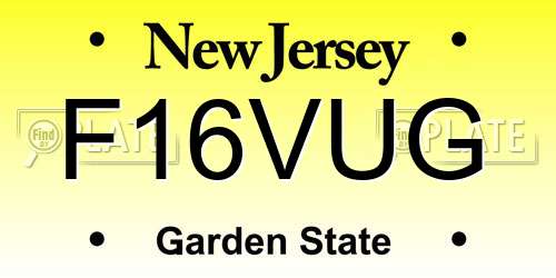 F16VUG New Jersey License Plate
