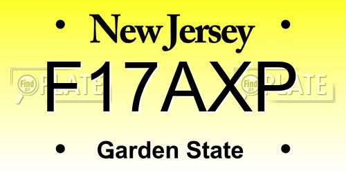 F17AXP New Jersey License Plate