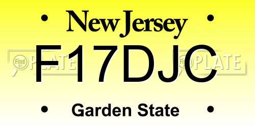 F17DJC New Jersey License Plate
