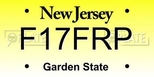 F17FRP New Jersey License Plate