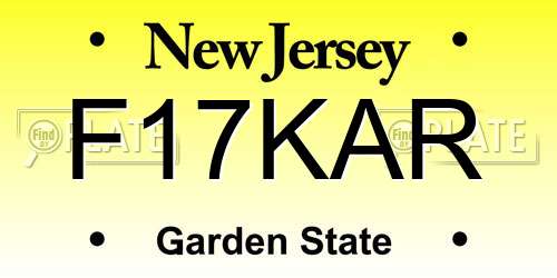 F17KAR New Jersey License Plate