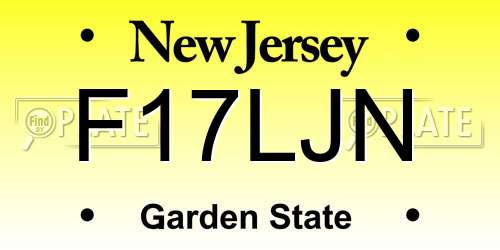 F17LJN New Jersey License Plate