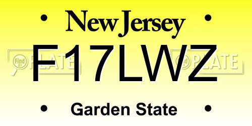 F17LWZ New Jersey License Plate