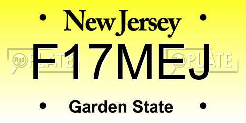 F17MEJ New Jersey License Plate