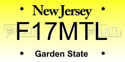 F17MTL New Jersey License Plate