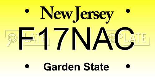 F17NAC New Jersey License Plate