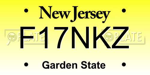 F17NKZ New Jersey License Plate