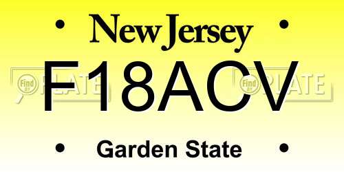 F18ACV New Jersey License Plate