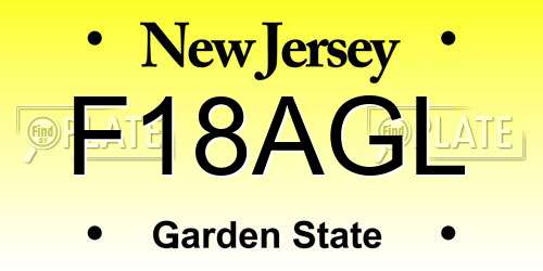 F18AGL New Jersey License Plate