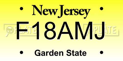 F18AMJ New Jersey License Plate