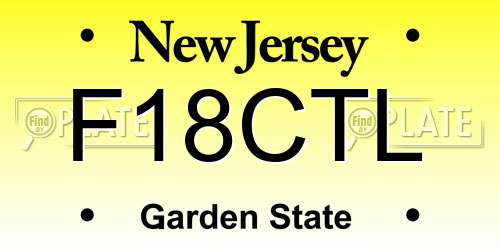 F18CTL New Jersey License Plate
