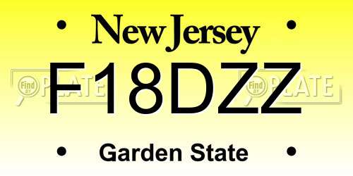 F18DZZ New Jersey License Plate