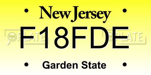 F18FDE New Jersey License Plate