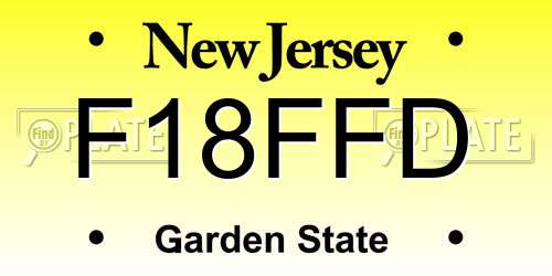 F18FFD New Jersey License Plate