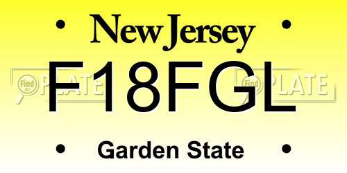 F18FGL New Jersey License Plate