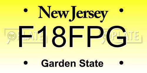F18FPG New Jersey License Plate