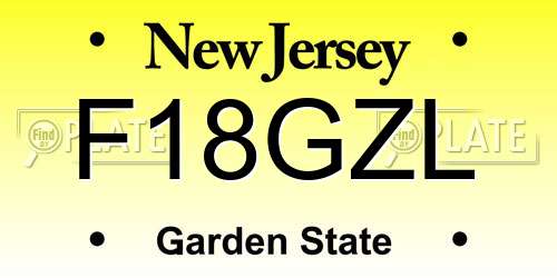 F18GZL New Jersey License Plate