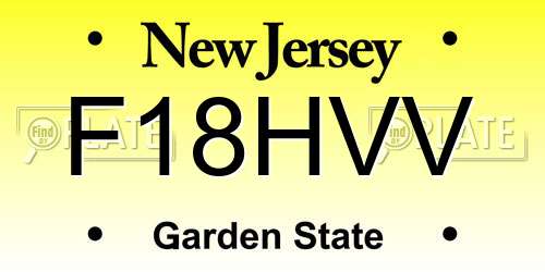 F18HVV New Jersey License Plate