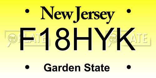 F18HYK New Jersey License Plate