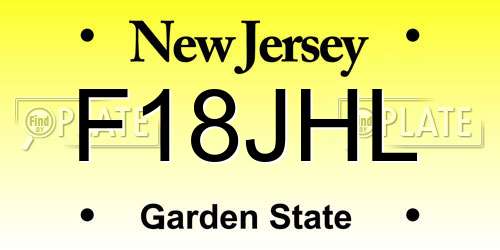 F18JHL New Jersey License Plate