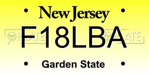 F18LBA New Jersey License Plate