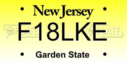F18LKE New Jersey License Plate