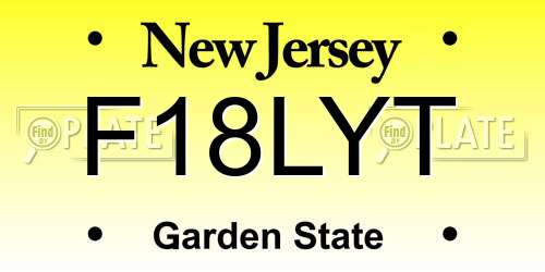 F18LYT New Jersey License Plate