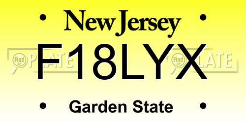 F18LYX New Jersey License Plate