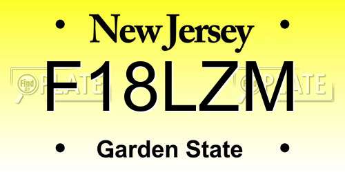 F18LZM New Jersey License Plate