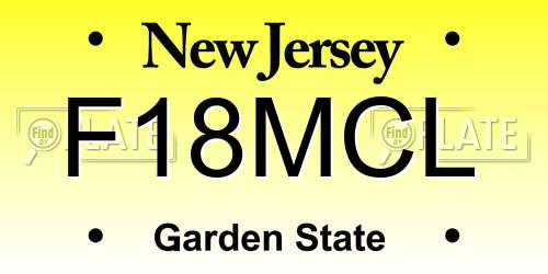 F18MCL New Jersey License Plate