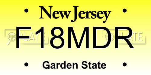 F18MDR New Jersey License Plate