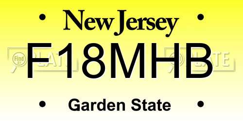 F18MHB New Jersey License Plate