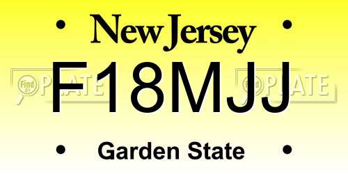 F18MJJ New Jersey License Plate