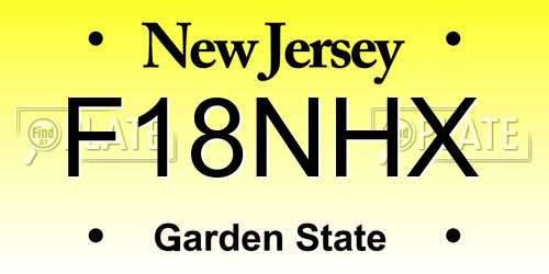 F18NHX New Jersey License Plate