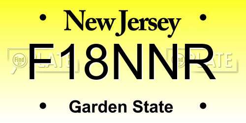 F18NNR New Jersey License Plate