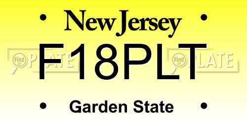 F18PLT New Jersey License Plate