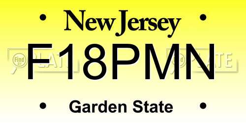 F18PMN New Jersey License Plate