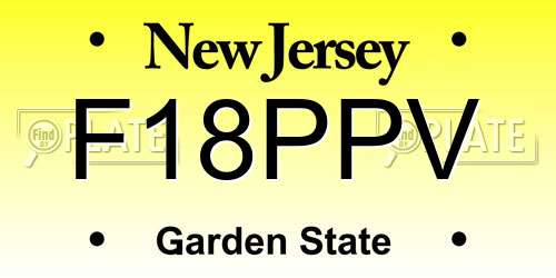 F18PPV New Jersey License Plate