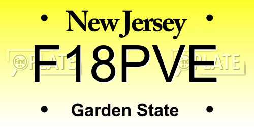F18PVE New Jersey License Plate