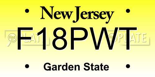 F18PWT New Jersey License Plate