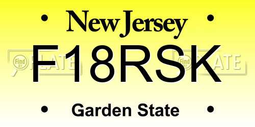 F18RSK New Jersey License Plate