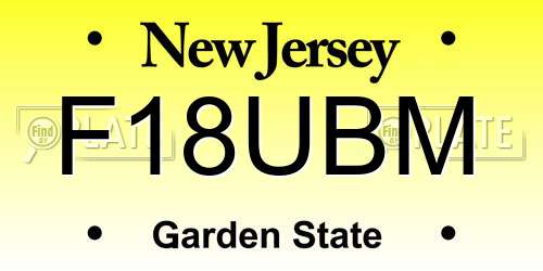F18UBM New Jersey License Plate