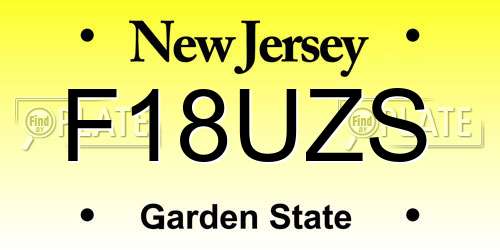 F18UZS New Jersey License Plate